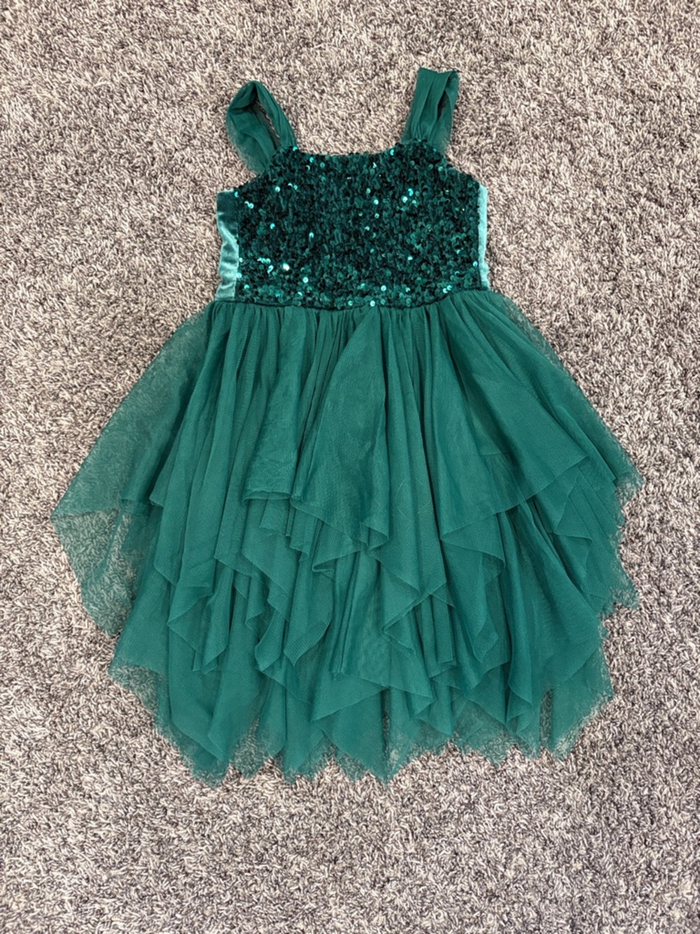 Cat & Jack Green Sequin Tulle Formal Dress